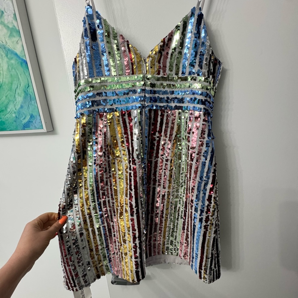 Multicolor Sequin Striped Dress